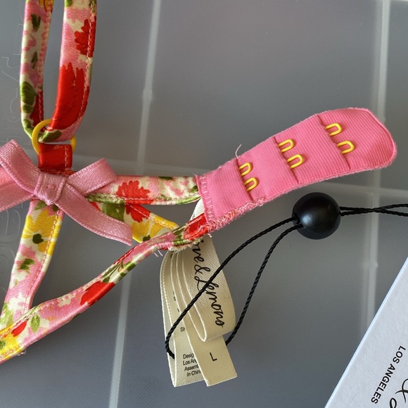 NWT For Love and Lemons Painterly Cutout Bra Pink Lace Floral Romantic Sz Large - Picture 7 of 11